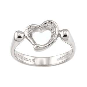 TIFFANY Authentic Silver Diamond Heart Ring
